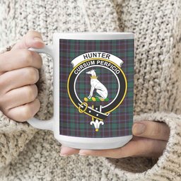 ScosTee Shop Scottish Hunter of Peebleshire Modern Crest Tartan Ceramic Mug