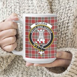 ScosTee Shop Scottish McLean of Duart Dress Red Crest Tartan Ceramic Mug