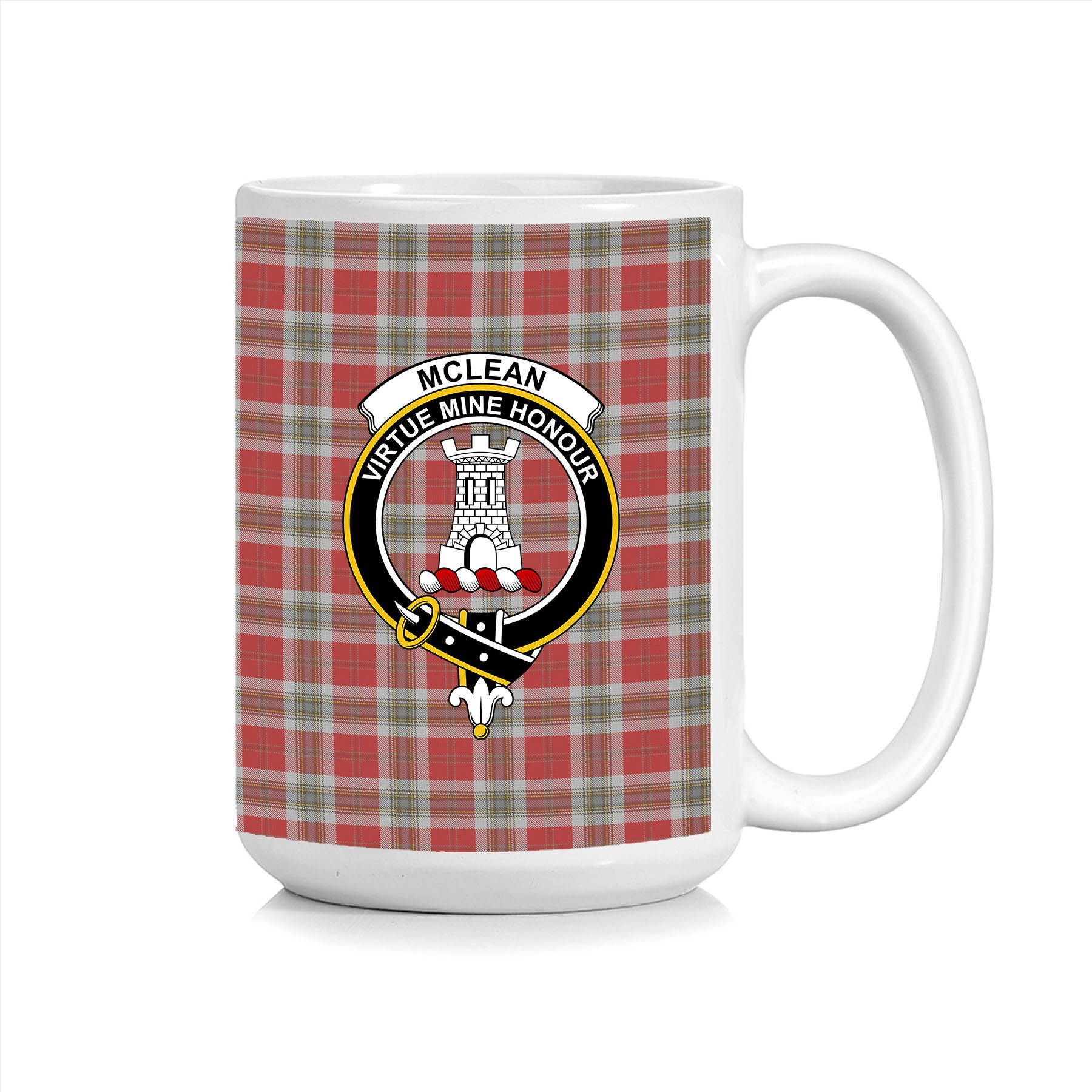 ScosTee Shop Scottish McLean of Duart Dress Red Crest Tartan Ceramic Mug