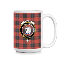 ScosTee Shop Scottish Ramsay of Dalhousie (Ramsay Red) Ancient Crest Tartan Ceramic Mug