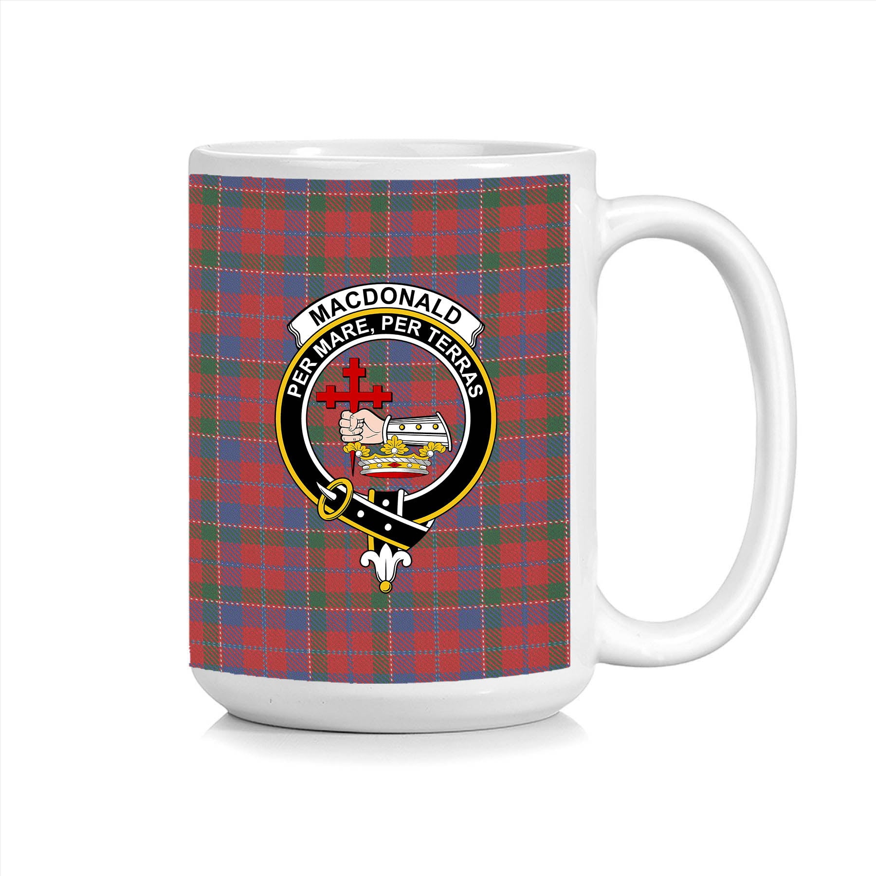 ScosTee Shop Scottish MacDonald of Glenaladale Crest Tartan Ceramic Mug