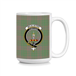 ScosTee Shop Scottish McAlister of Glenbarr Hunting Ancient Crest Tartan Ceramic Mug