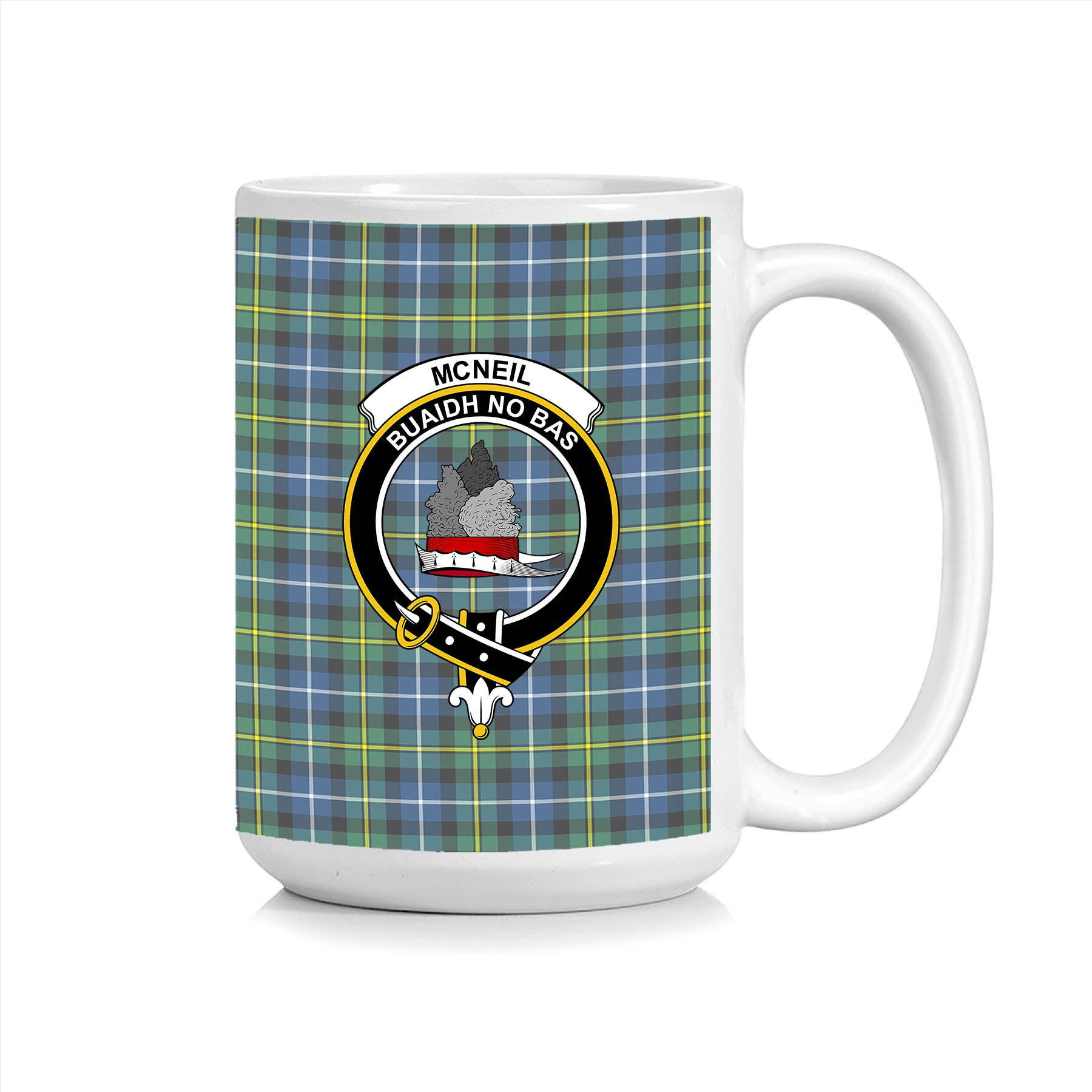 ScosTee Shop Scottish McNeil of Barra Ancient Crest Tartan Ceramic Mug
