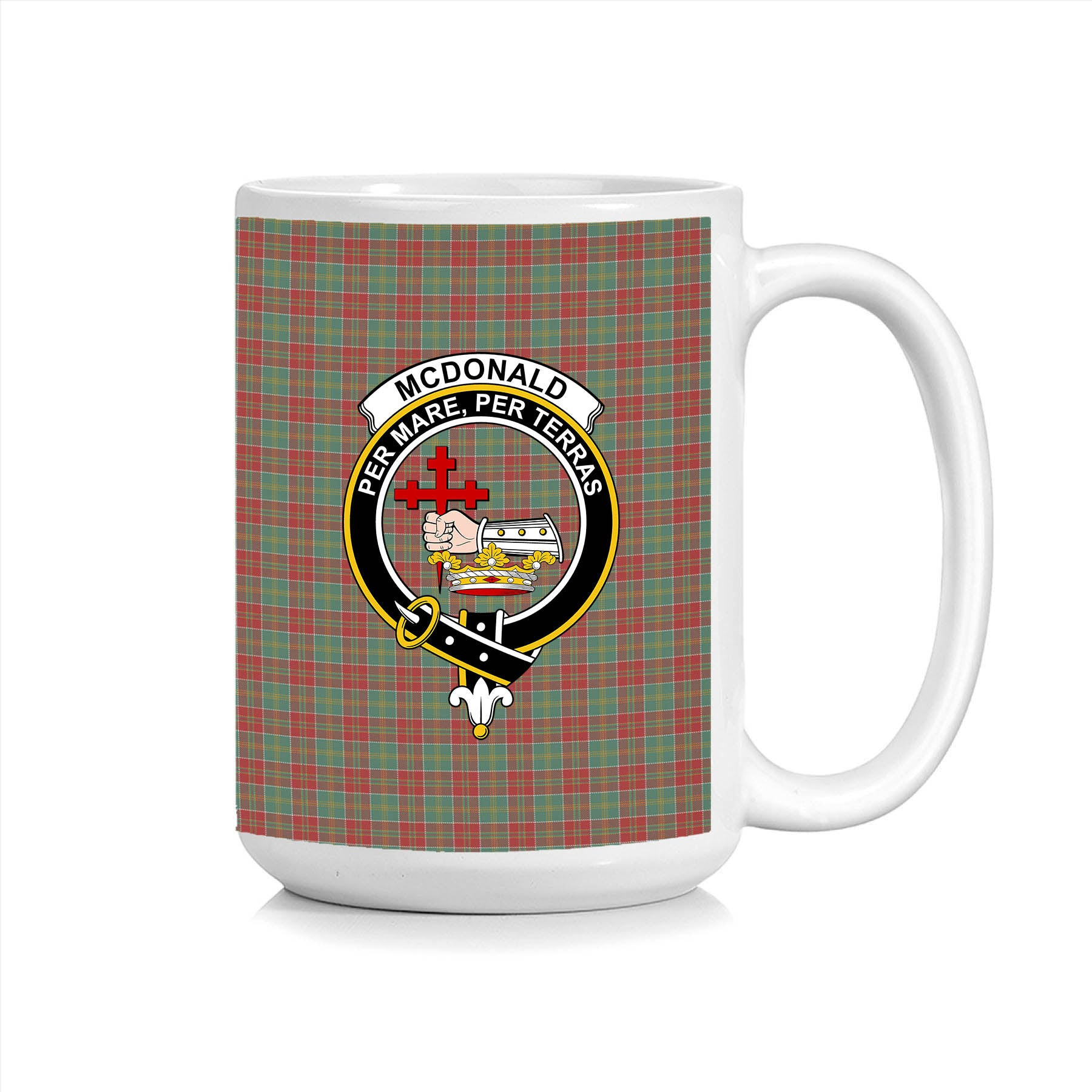 ScosTee Shop Scottish McDonald of Kingsburgh Crest Tartan Ceramic Mug