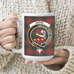 ScosTee Shop Scottish Skene of Cromar Black Crest Tartan Ceramic Mug