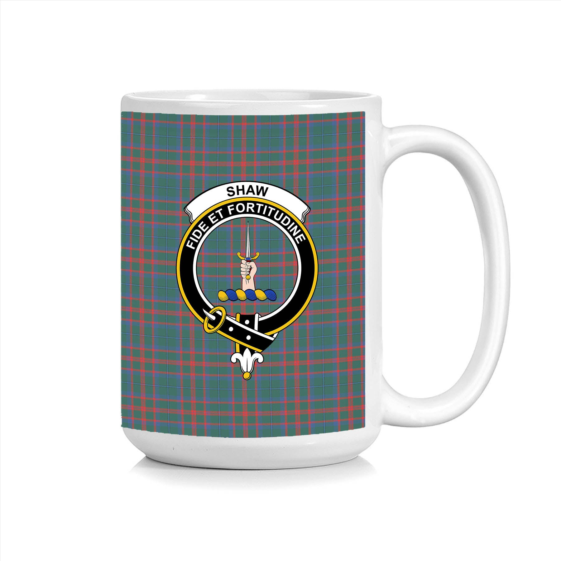 ScosTee Shop Scottish Shaw of Tordarroch Hunting Modern Crest Tartan Ceramic Mug
