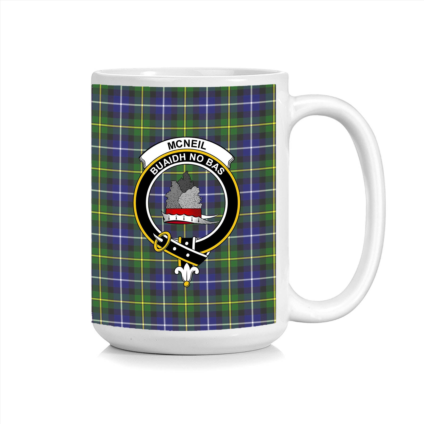 ScosTee Shop Scottish McNeil of Barra Modern Crest Tartan Ceramic Mug