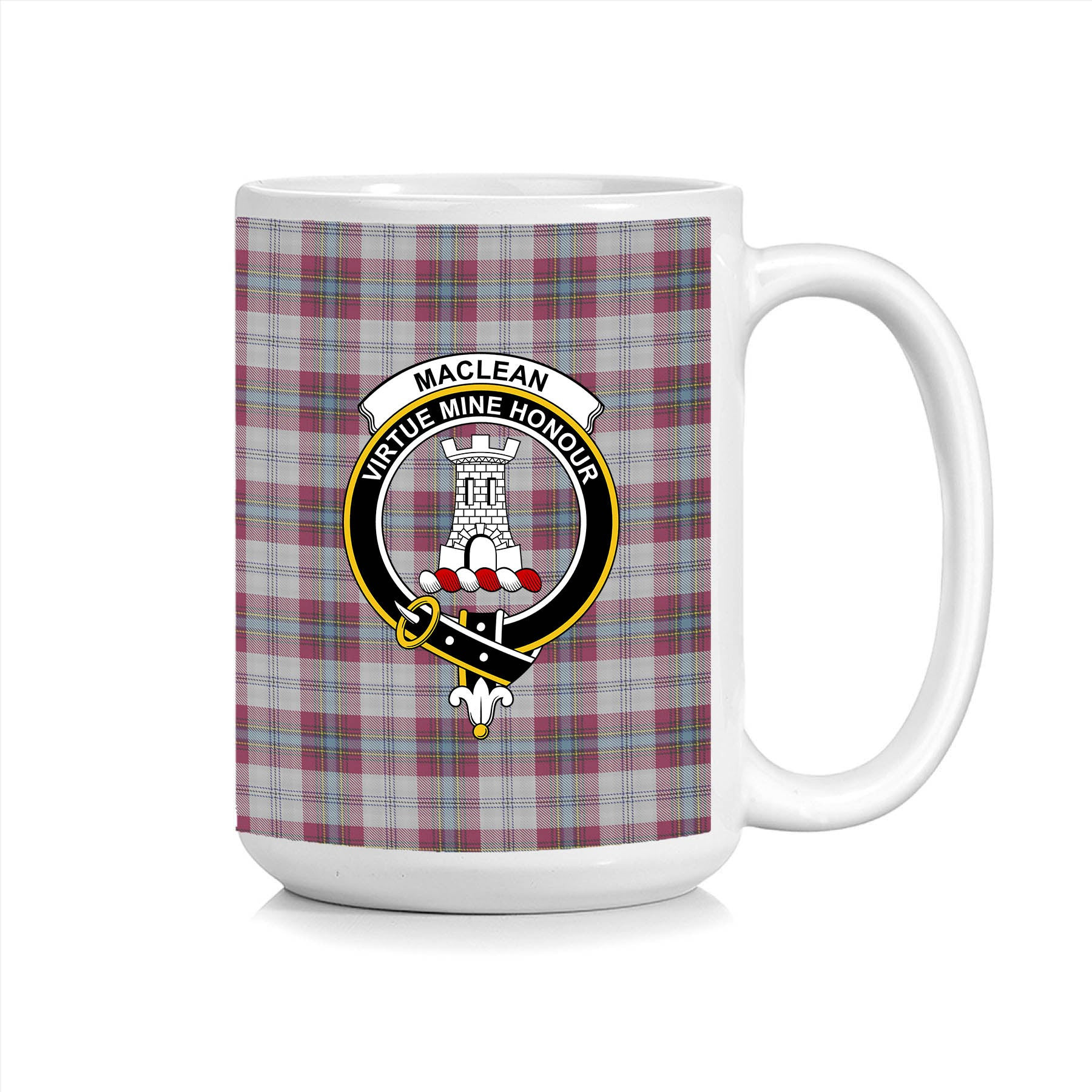 ScosTee Shop Scottish MacLean of Duart Dress 4 Crest Tartan Ceramic Mug