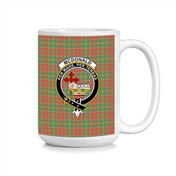 ScosTee Shop Scottish McDonald of Kingsburgh Ancient Crest Tartan Ceramic Mug