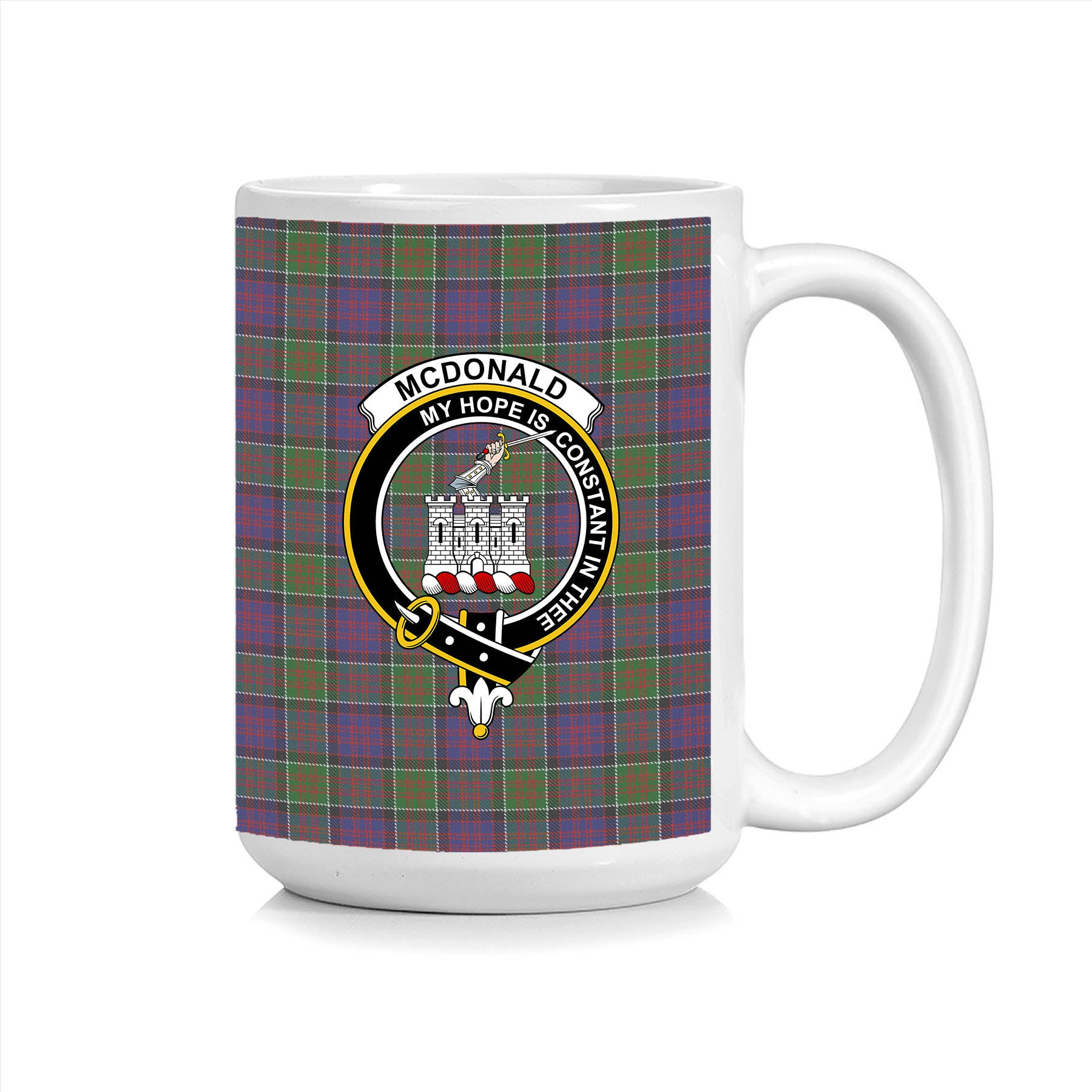 ScosTee Shop Scottish McDonald of Clan Ranald Modern Crest Tartan Ceramic Mug