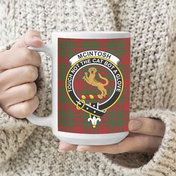 ScosTee Shop Scottish McIntosh Red Crest Tartan Ceramic Mug