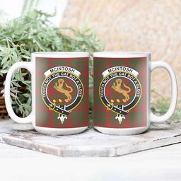 ScosTee Shop Scottish McIntosh Red Crest Tartan Ceramic Mug