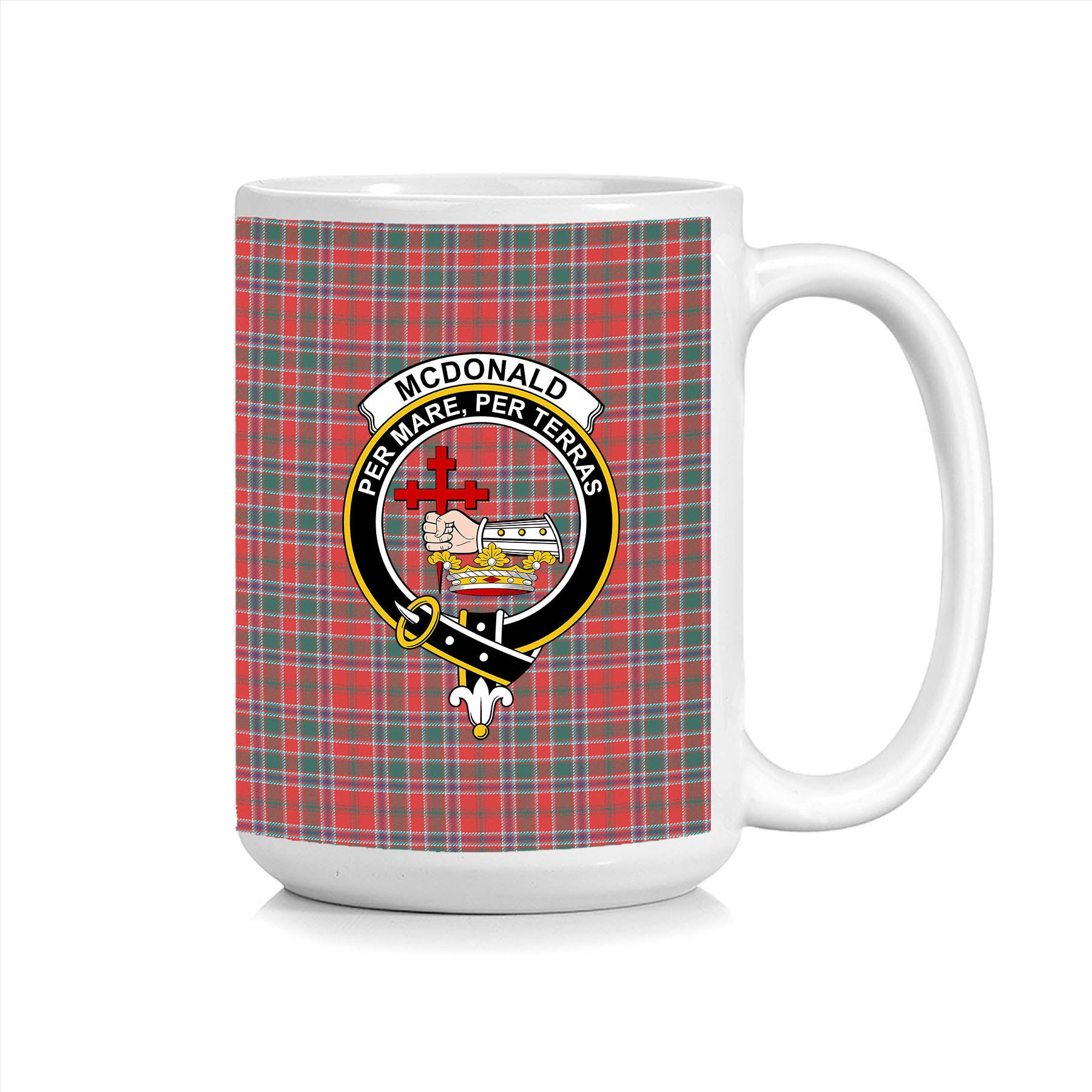 ScosTee Shop Scottish McDonald of Lochmaddy Modern Crest Tartan Ceramic Mug