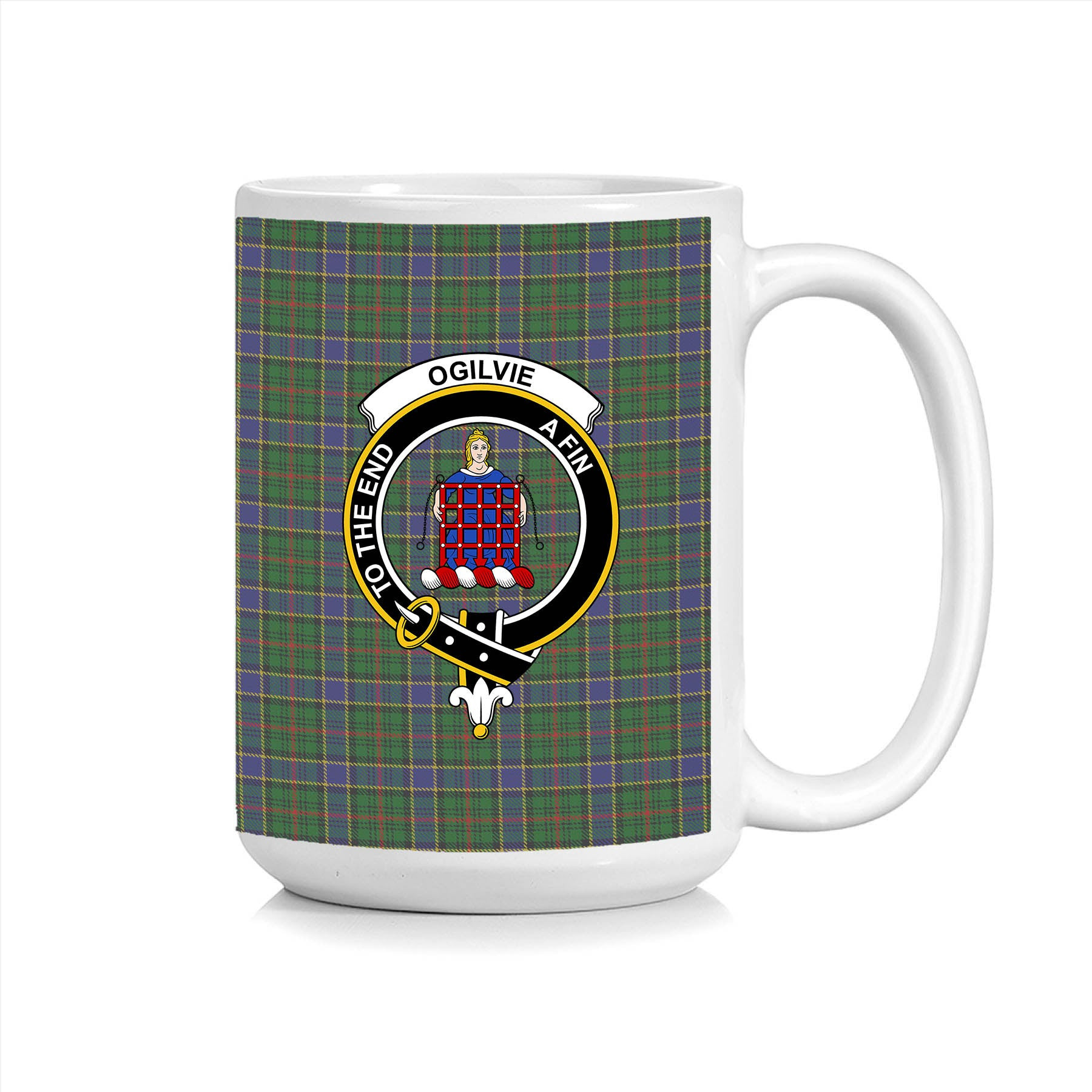 ScosTee Shop Scottish Ogilvie of Inverarity Wilsons_ Crest Tartan Ceramic Mug