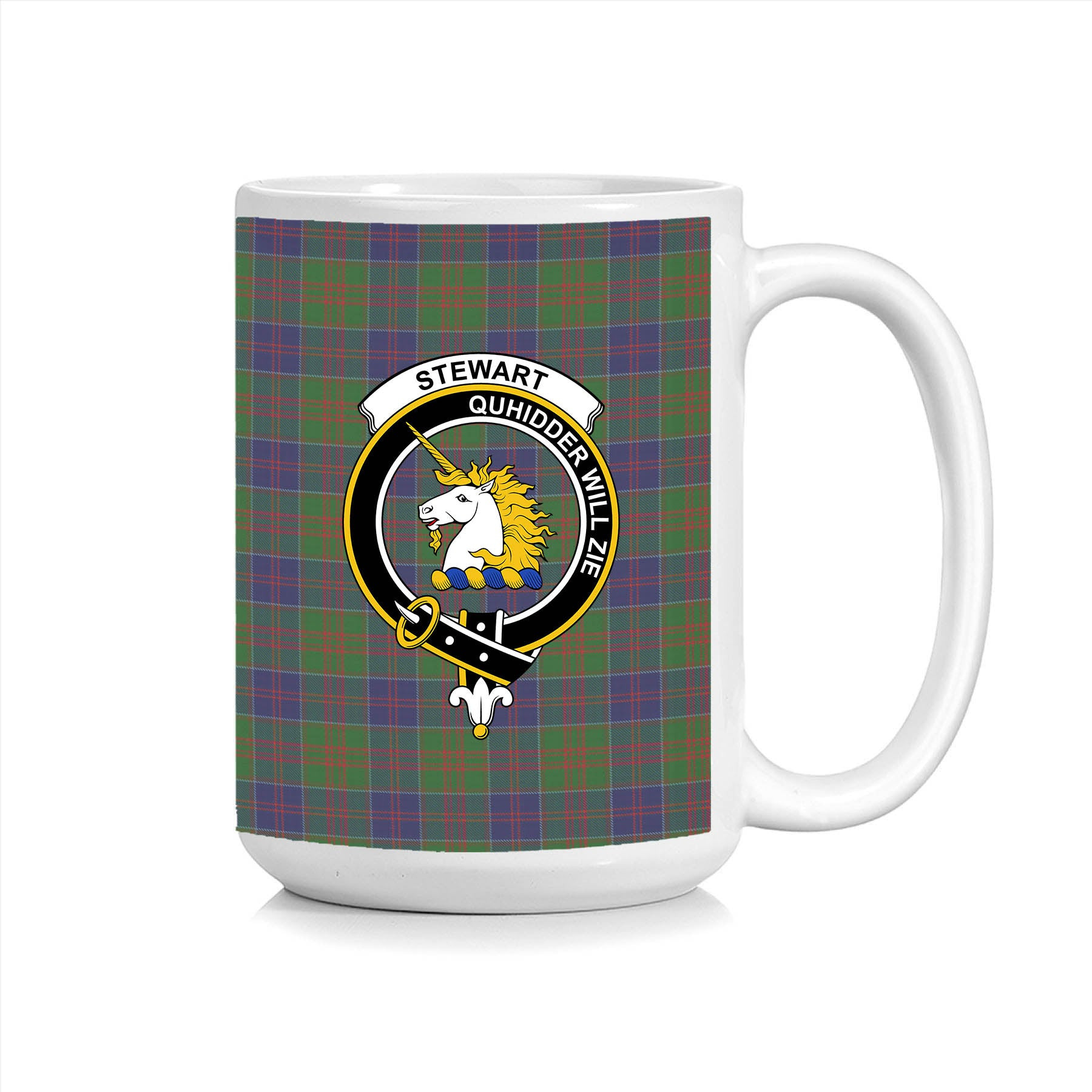 ScosTee Shop Scottish Stewart of Appin Hunting Crest Tartan Ceramic Mug