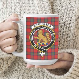 ScosTee Shop Scottish McPherson of Cluny Modern Crest Tartan Ceramic Mug