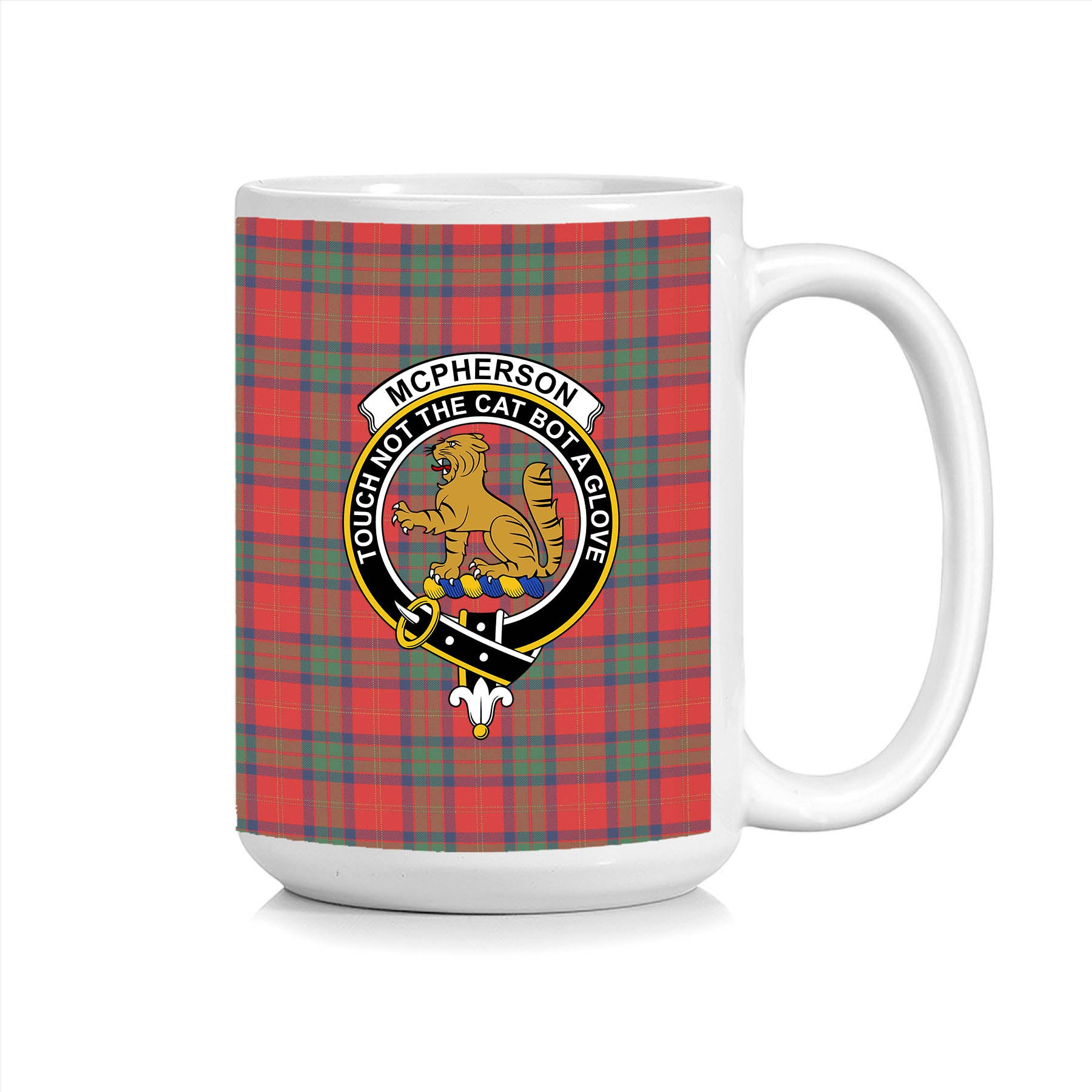 ScosTee Shop Scottish McPherson of Cluny Modern Crest Tartan Ceramic Mug