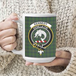 ScosTee Shop Scottish Kennedy 3 Crest Tartan Ceramic Mug
