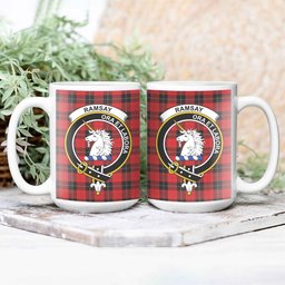 ScosTee Shop Scottish Ramsay of Dalhousie (Ramsay Red) Modern Crest Tartan Ceramic Mug