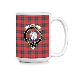 ScosTee Shop Scottish Ramsay of Dalhousie (Ramsay Red) Modern Crest Tartan Ceramic Mug
