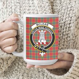 ScosTee Shop Scottish McLean of Duart Modern Crest Tartan Ceramic Mug