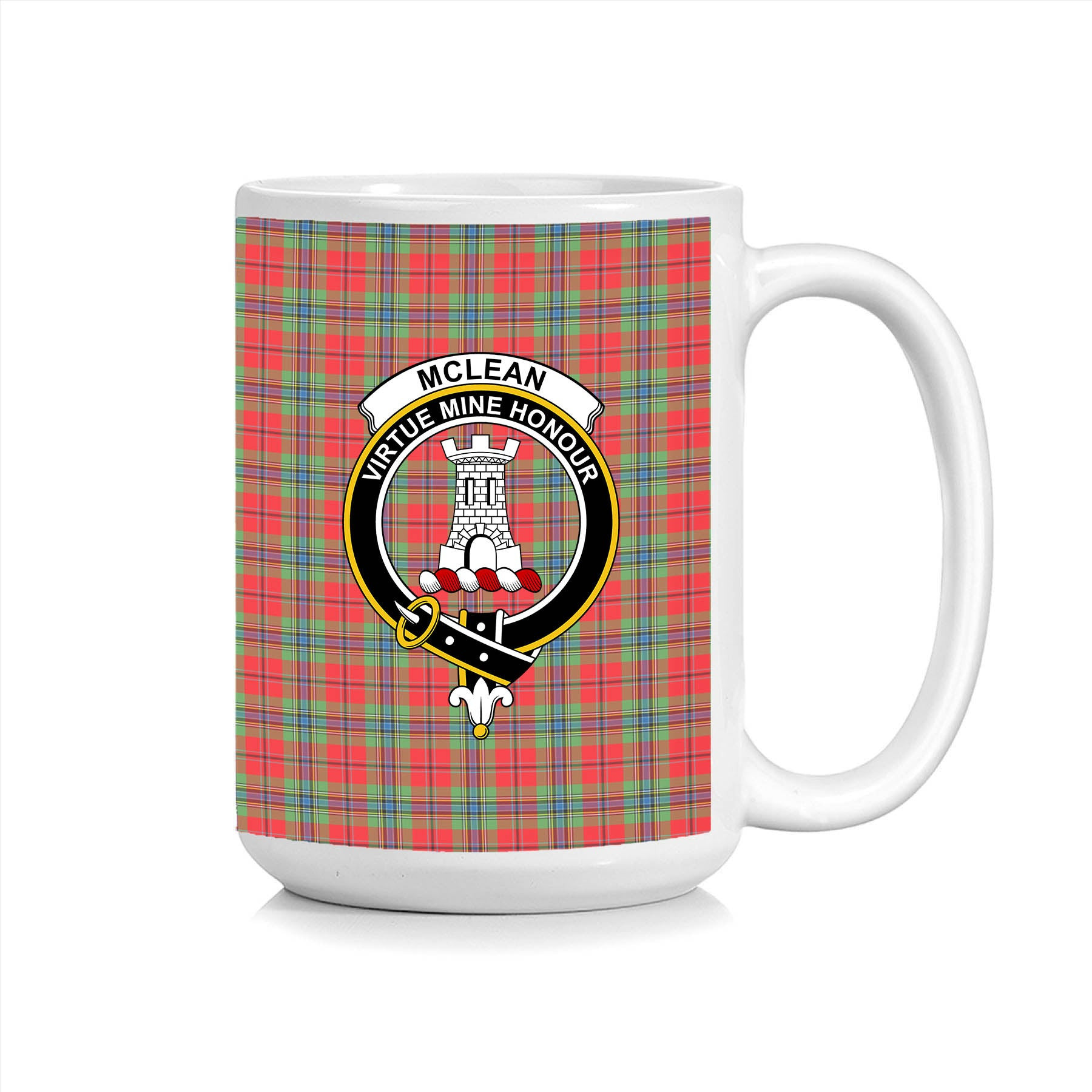 ScosTee Shop Scottish McLean of Duart Modern Crest Tartan Ceramic Mug