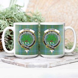 ScosTee Shop Scottish Irvine of Bonshaw Tower Ancient Crest Tartan Ceramic Mug