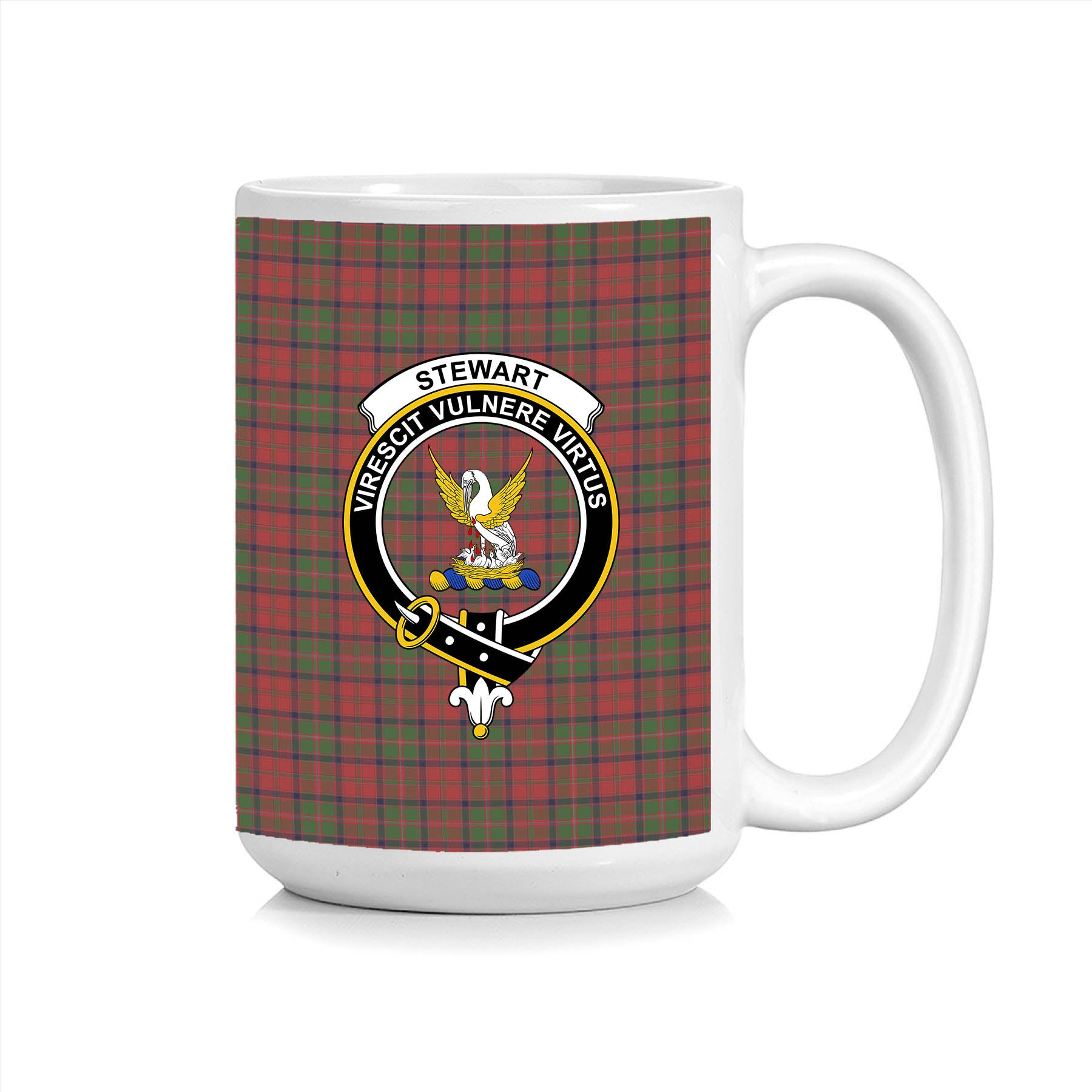 ScosTee Shop Scottish Stewart of Ardshiel Crest Tartan Ceramic Mug