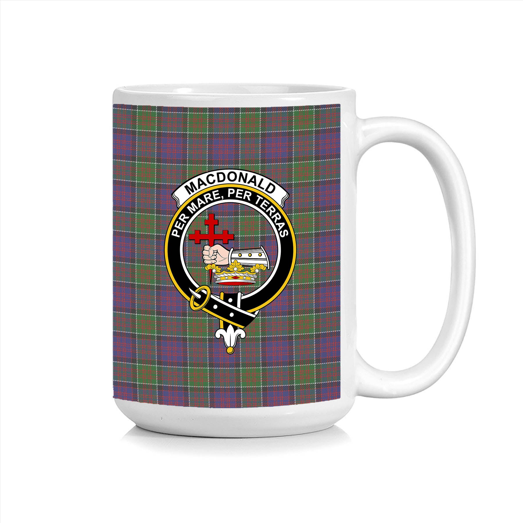 ScosTee Shop Scottish MacDonald of Clanranald 2 Crest Tartan Ceramic Mug