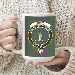 ScosTee Shop Scottish Shaw of Tordarroch Green Hunting Crest Tartan Ceramic Mug