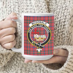 ScosTee Shop Scottish McDonald of Glenaladale Modern Crest Tartan Ceramic Mug
