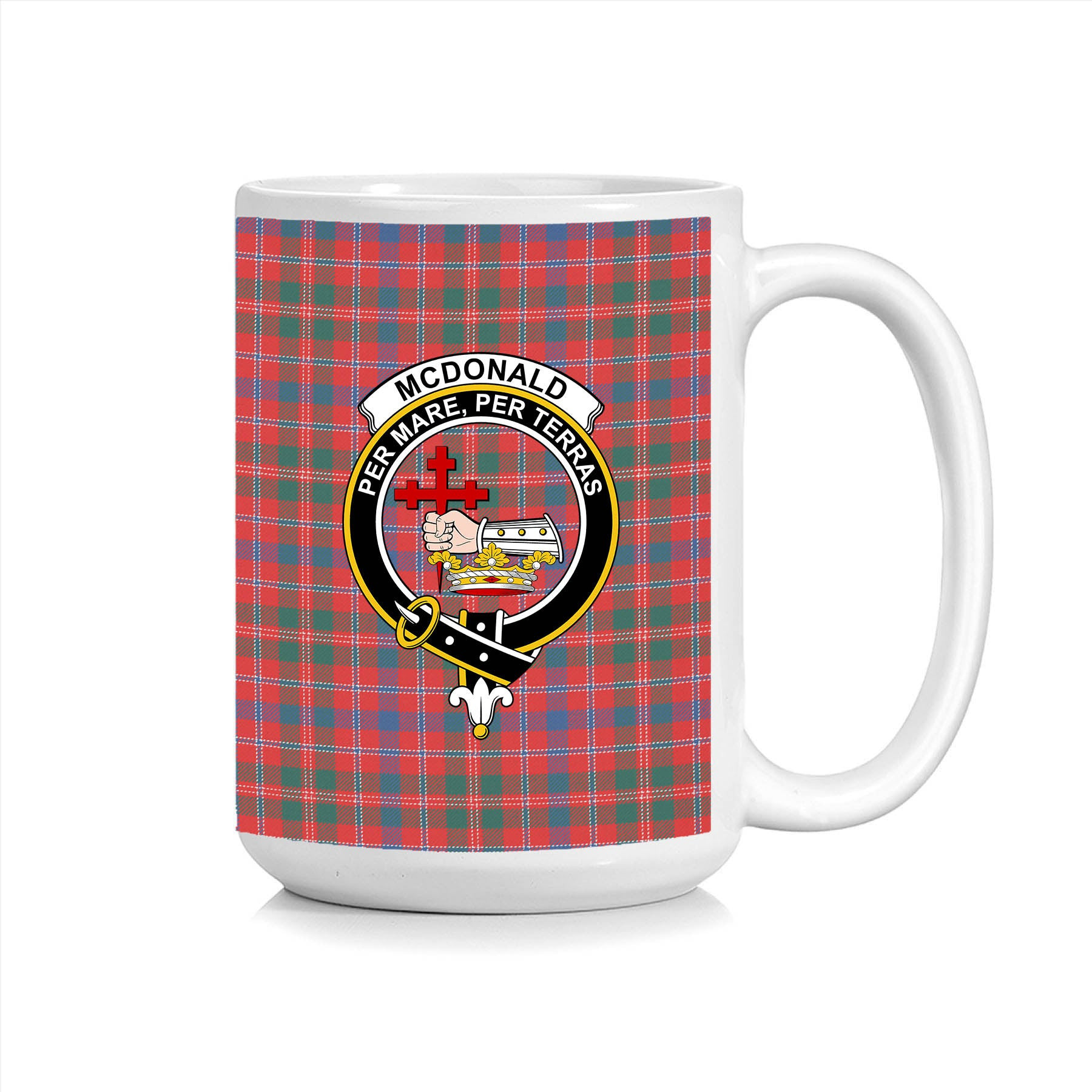 ScosTee Shop Scottish McDonald of Glenaladale Modern Crest Tartan Ceramic Mug