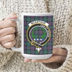 ScosTee Shop Scottish McArthur of Milton Modern Crest Tartan Ceramic Mug