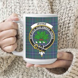 ScosTee Shop Scottish Irvine of Bonshaw Tower Modern Crest Tartan Ceramic Mug