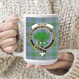 ScosTee Shop Scottish Irvine of Bonshaw Ancient Crest Tartan Ceramic Mug