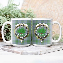 ScosTee Shop Scottish Irvine of Bonshaw Ancient Crest Tartan Ceramic Mug
