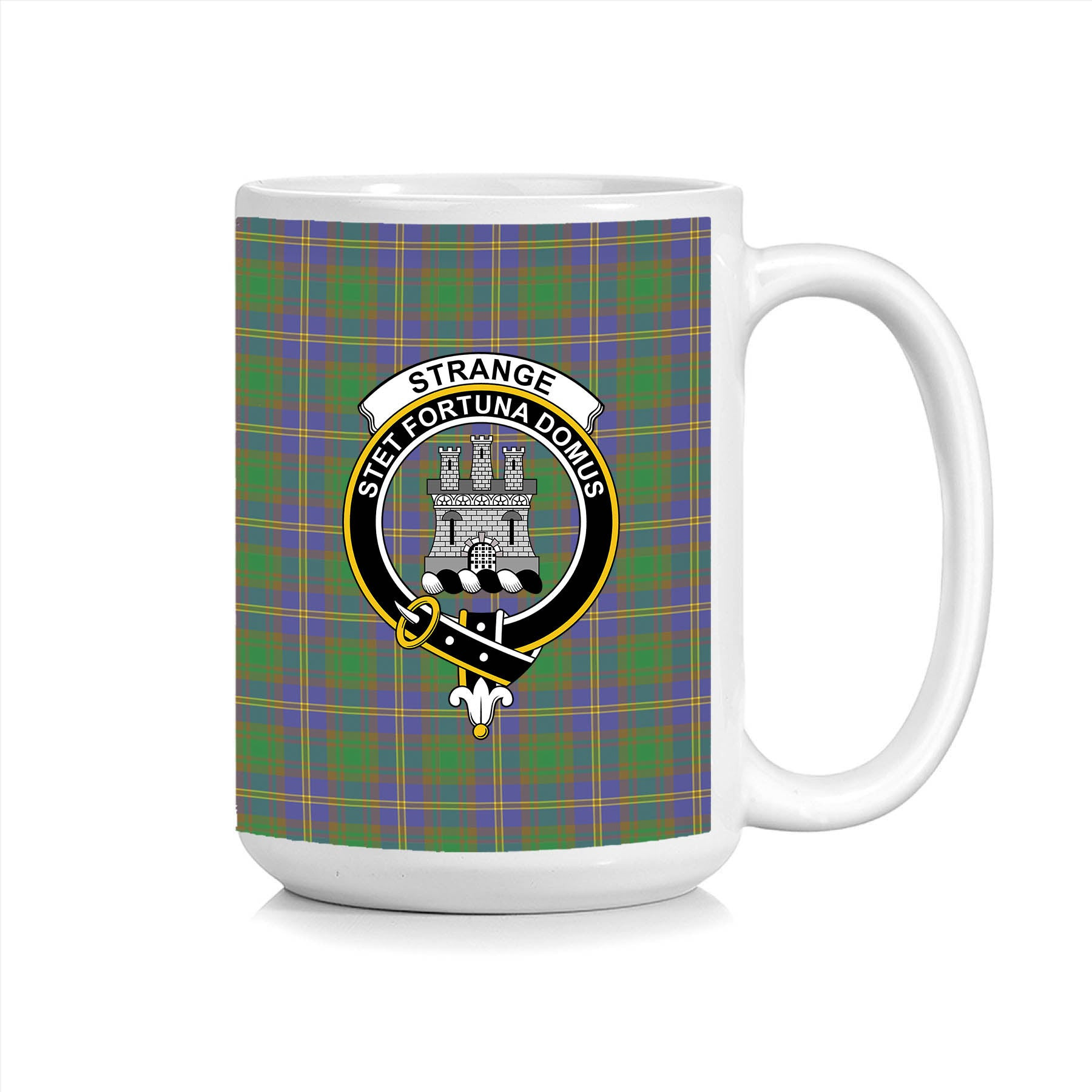ScosTee Shop Scottish Strange of Balkaskie SC Crest Tartan Ceramic Mug