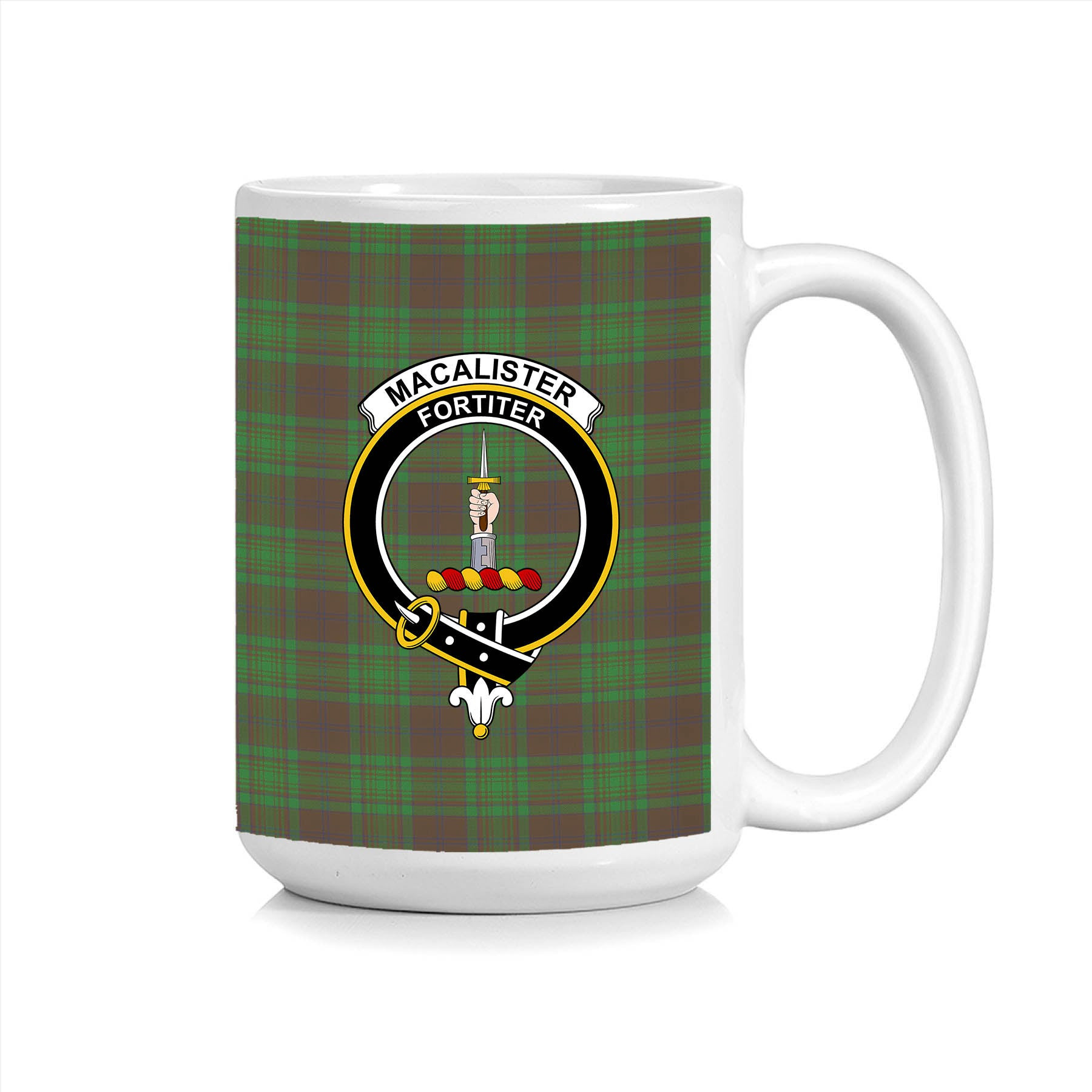 ScosTee Shop Scottish MacAlister of Glenbarr Hunting Crest Tartan Ceramic Mug