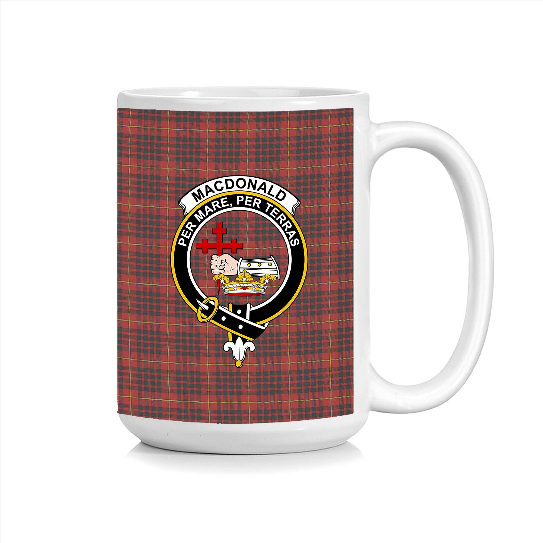 ScosTee Shop Scottish MacDonald of Ardnamurchan Crest Tartan Ceramic Mug
