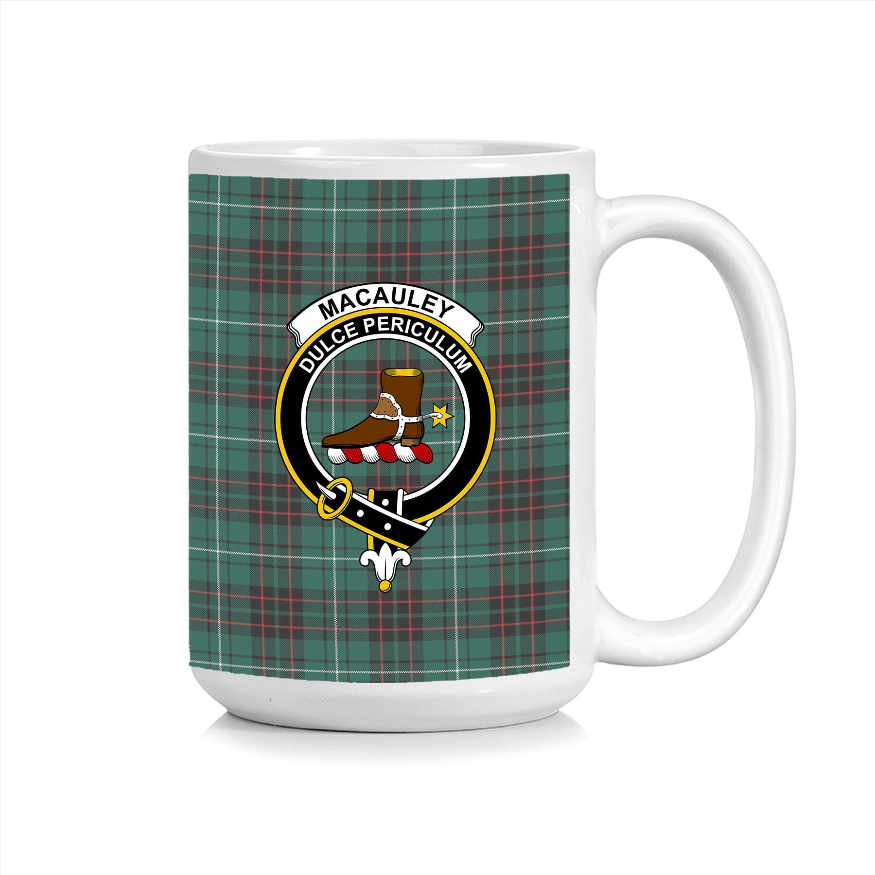 ScosTee Shop Scottish MacAuley of Lewis Modern Crest Tartan Ceramic Mug