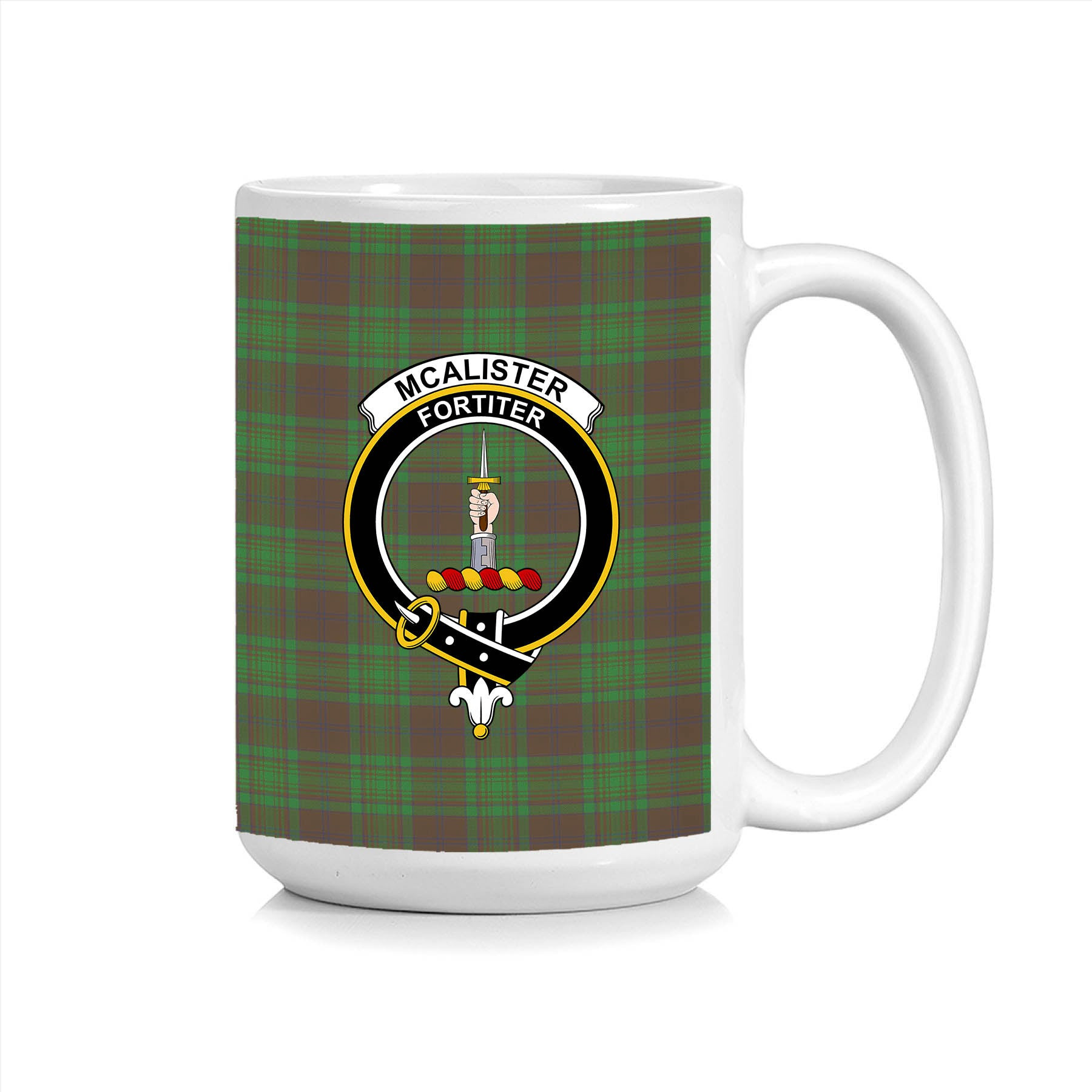 ScosTee Shop Scottish McAlister of Glenbarr Hunting Crest Tartan Ceramic Mug