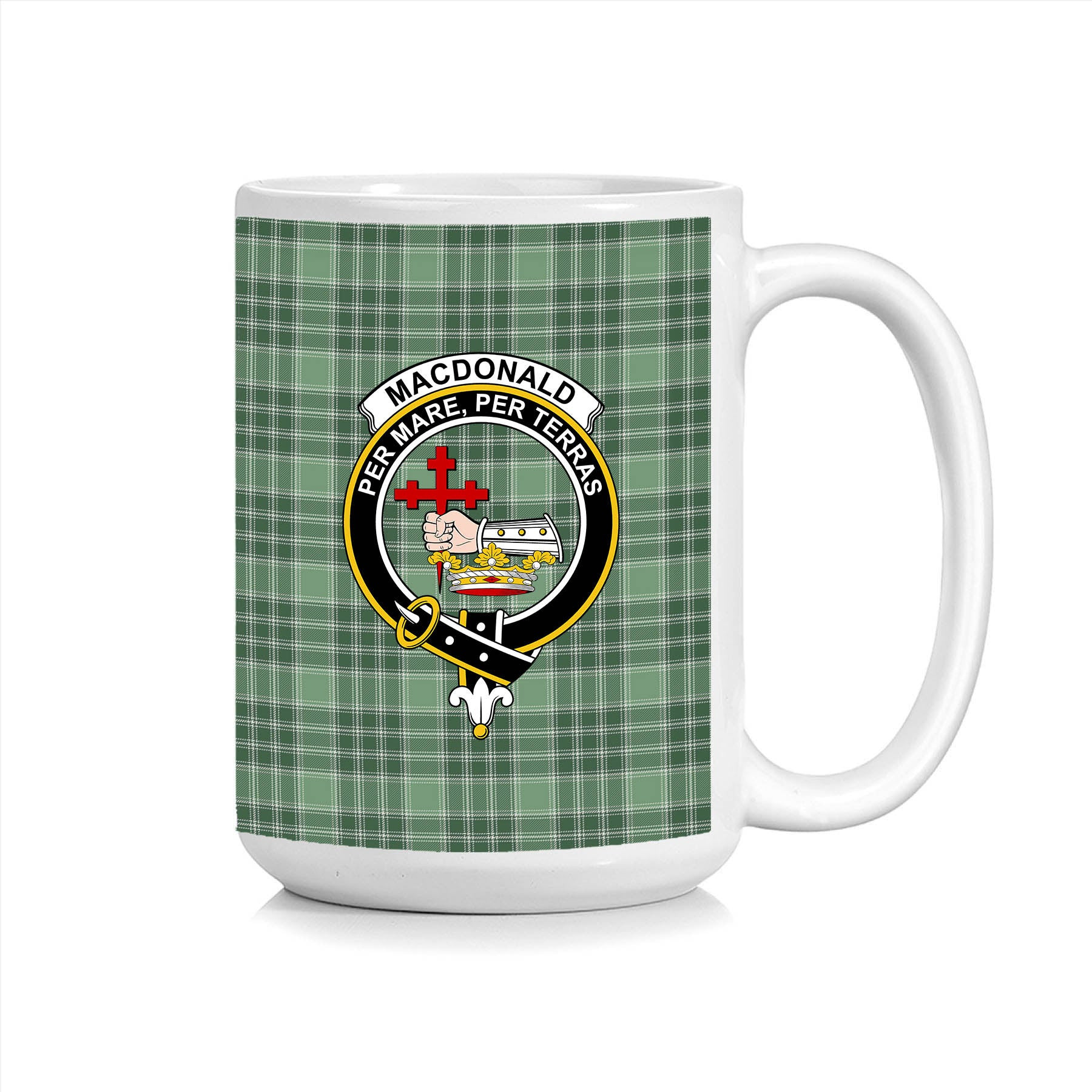 ScosTee Shop Scottish MacDonald Lord of the Isles Hunting SC Crest Tartan Ceramic Mug