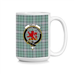 ScosTee Shop Scottish Kelly of Sleat Hunting Ancient Crest Tartan Ceramic Mug