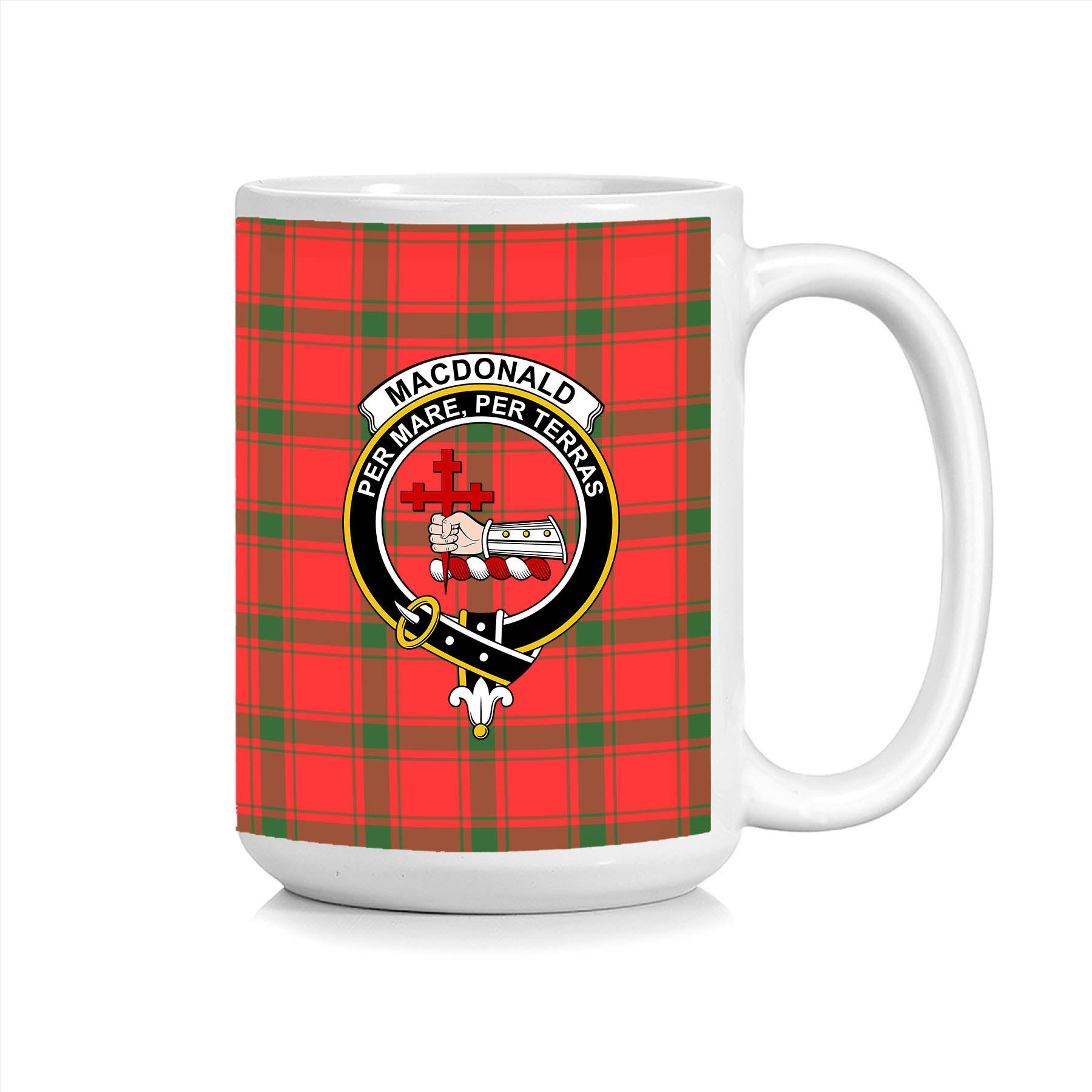 ScosTee Shop Scottish MacDonald of Sleat SC Crest Tartan Ceramic Mug