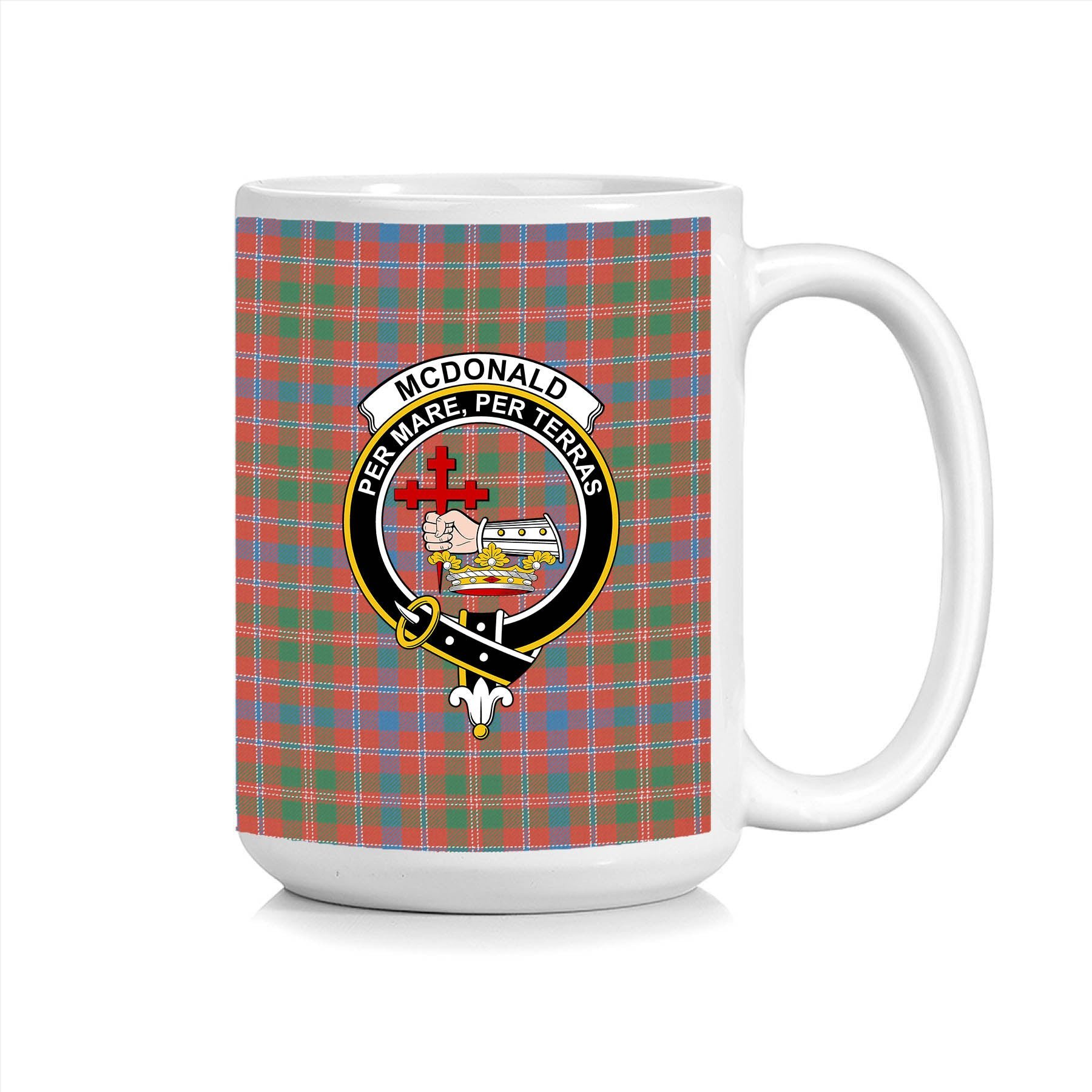 ScosTee Shop Scottish McDonald of Glenaladale Ancient Crest Tartan Ceramic Mug
