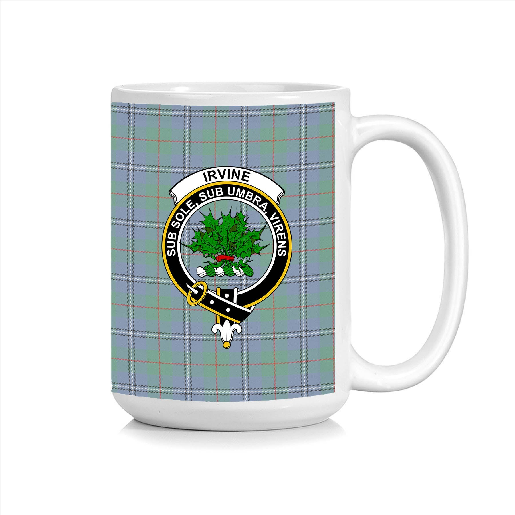 ScosTee Shop Scottish Irvine of Glentulchan Ancient Crest Tartan Ceramic Mug