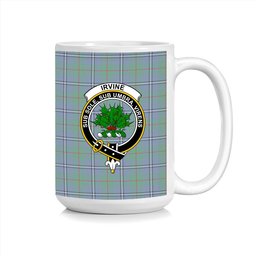 ScosTee Shop Scottish Irvine of Glentulchan Ancient Crest Tartan Ceramic Mug