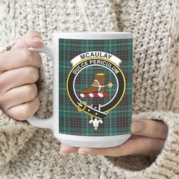 ScosTee Shop Scottish McAulay of Lewis Modern Crest Tartan Ceramic Mug