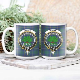 ScosTee Shop Scottish Irvine of Bonshaw Modern Crest Tartan Ceramic Mug