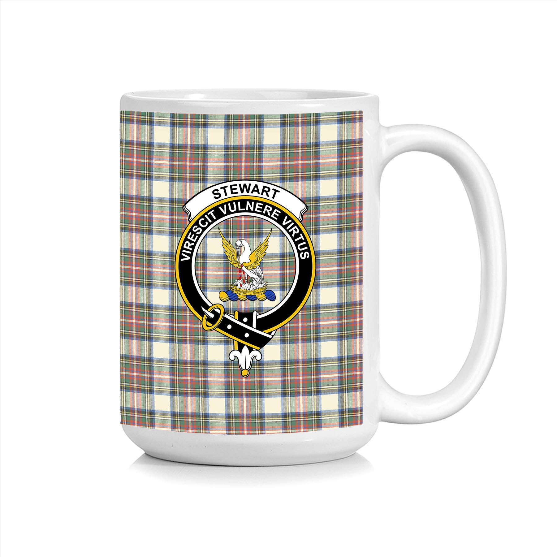 ScosTee Shop Scottish Stewart Dress Modern SC Crest Tartan Ceramic Mug